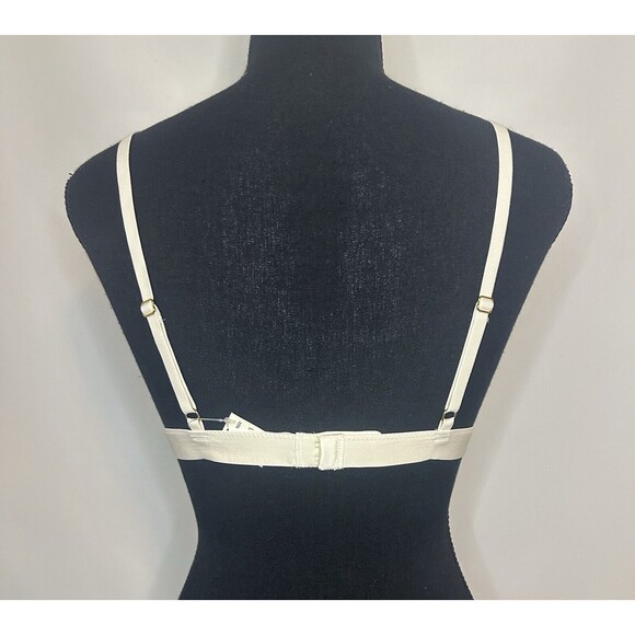 AERIE Velvet Mesh Stripe Triangle Ivory Bralette SIZE MEDIUM NWT - Picture 3 of 8